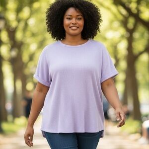 torrid Lilac Textured Short Sleeve Relaxed Tee